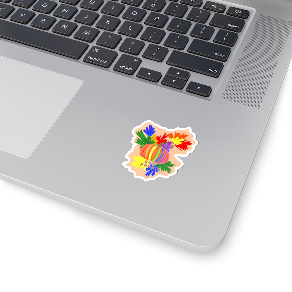 gay flag pumpkin Kiss-Cut Stickers