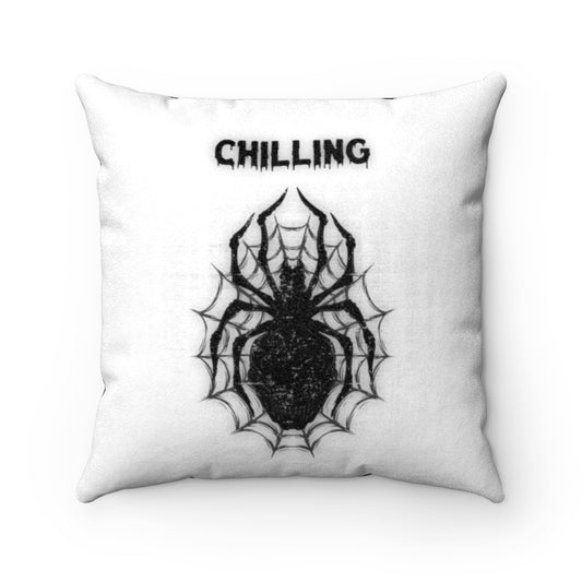Black Web Chilling Faux Suede Square Pillow