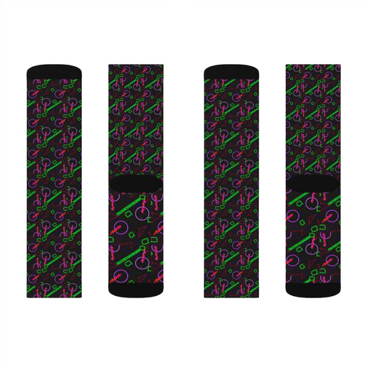 Purple Vector Shapes Sublimation Socks