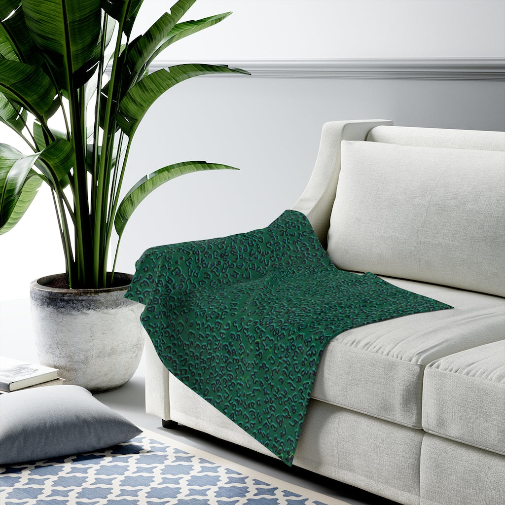 green cheeta Velveteen Plush Blanket