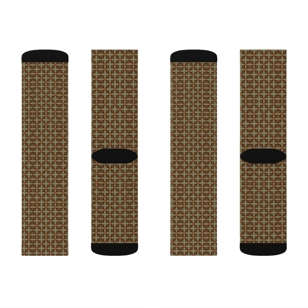 Green Diamond Patterned Sublimation Socks