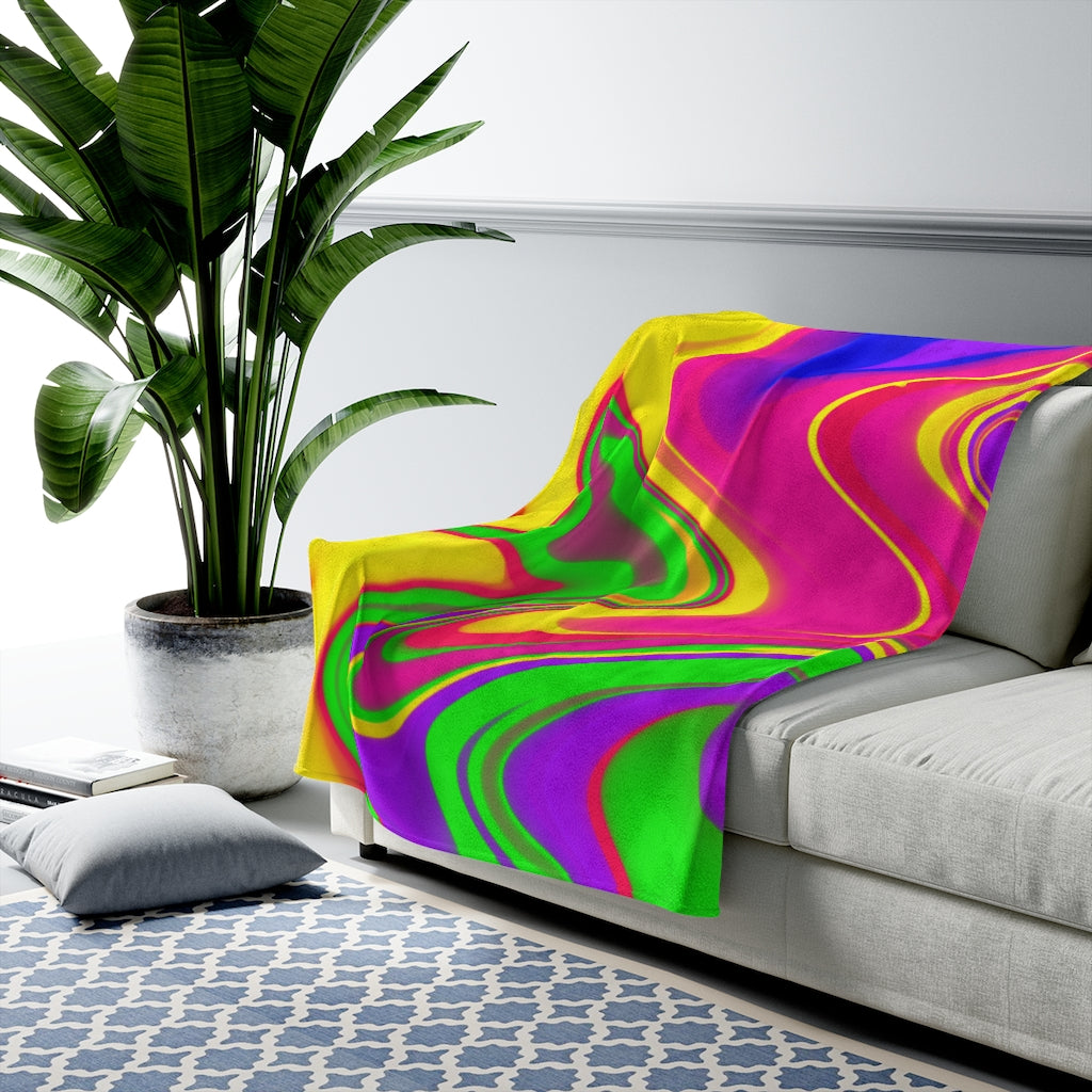 neon rainbow Velveteen Plush Blanket