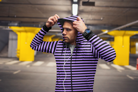 purple stripe Zipper Hoodie