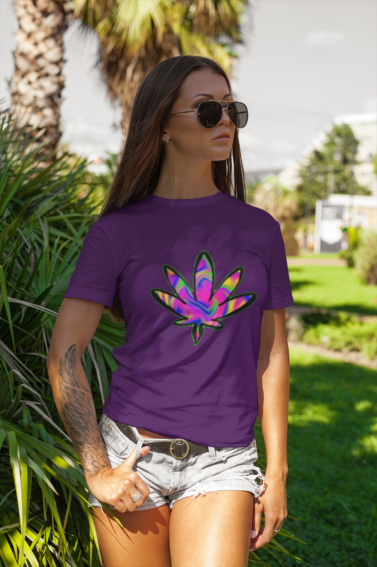 pixel peace leaf Cotton Crew Tee