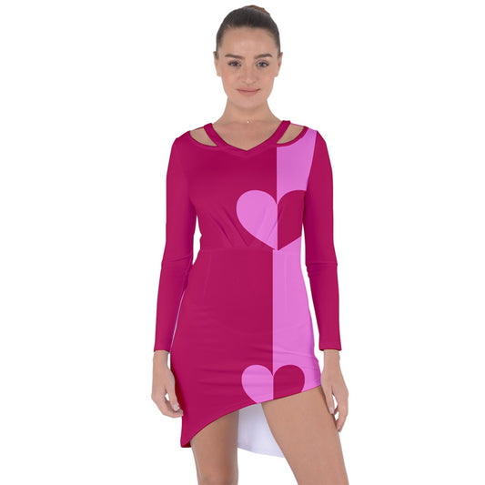 colorblock lovehearts Asymmetric Shift Dress