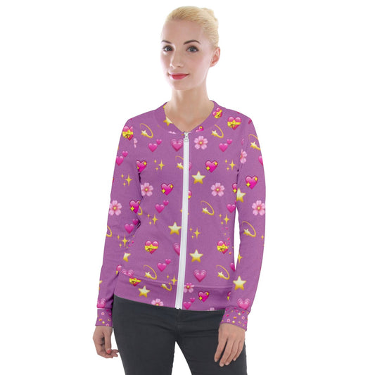 Sweet Emoji Velvet Tracksuit Jacket
