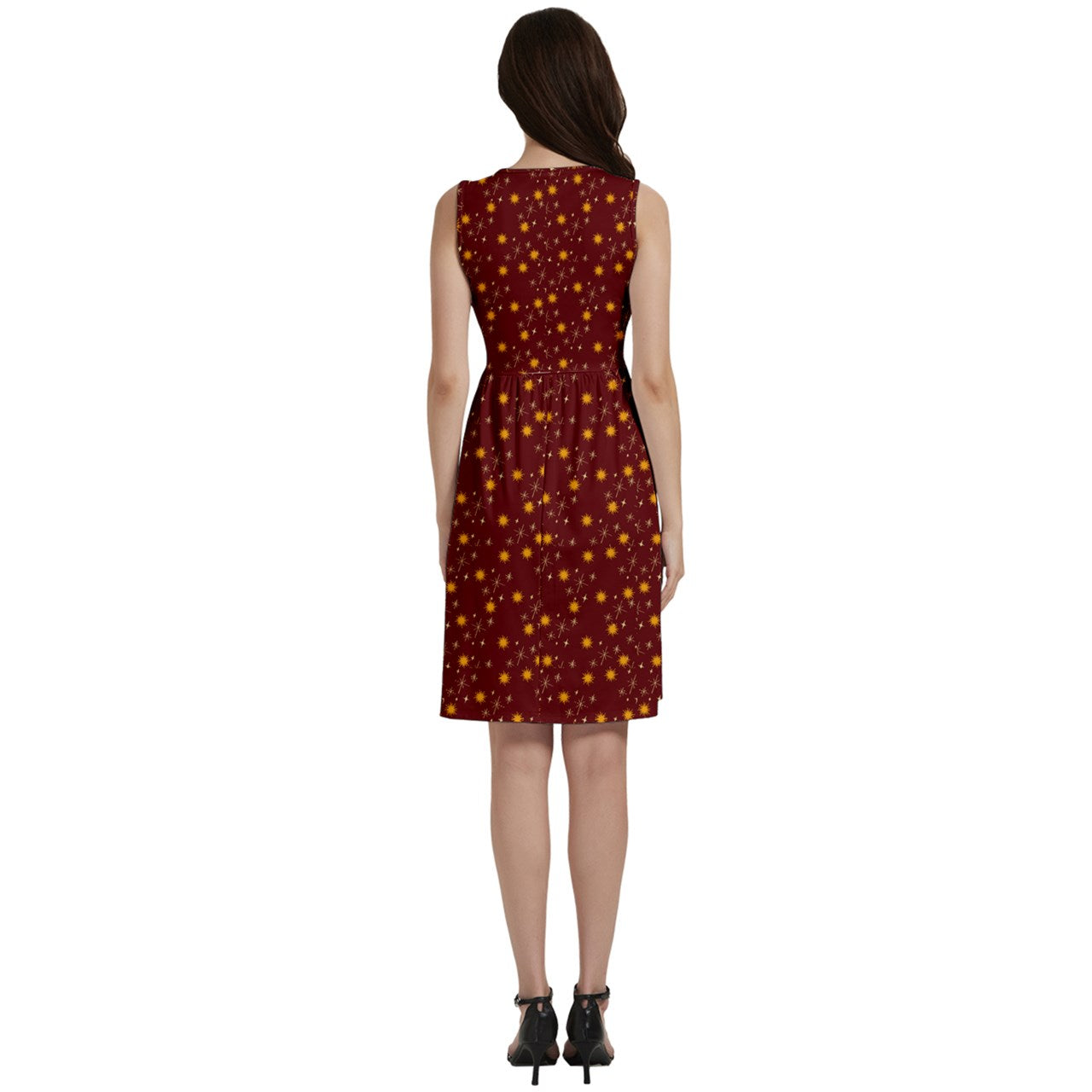 Red Whimsy Button Dress With Pocket