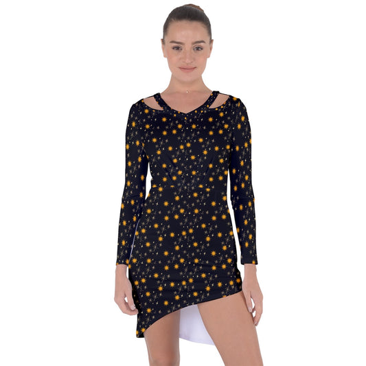 Black Whimsy Asymmetric Cut-Out Shift Dress