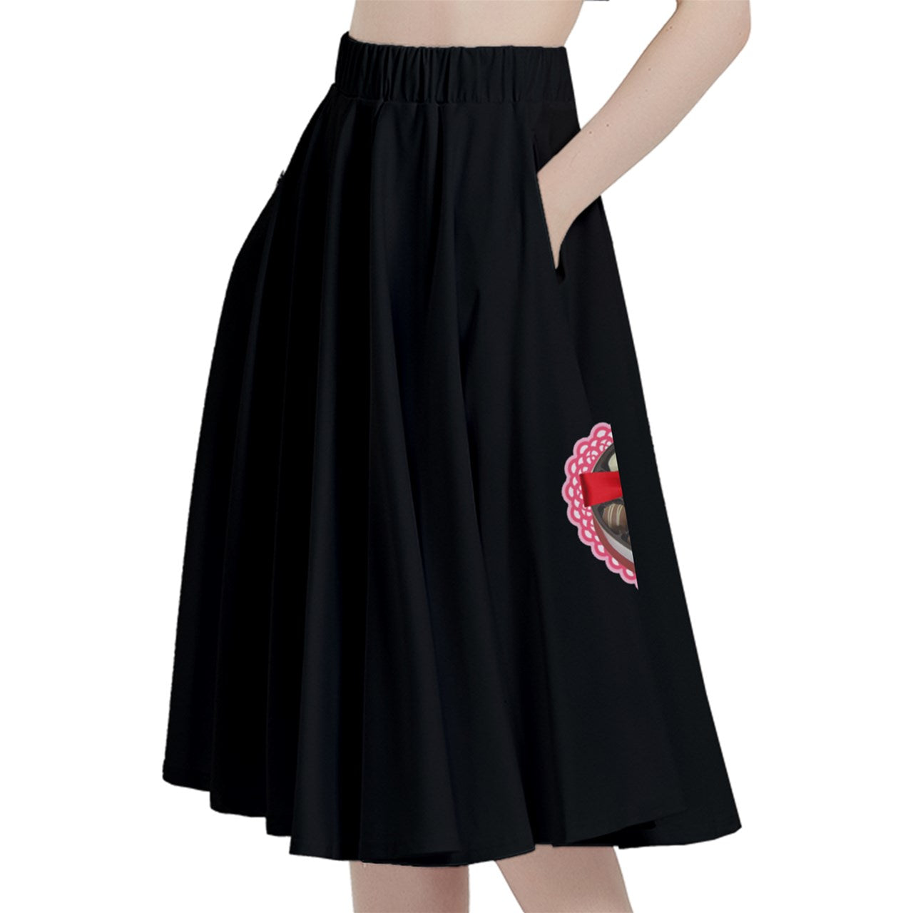 Heart Shaped Box Midi Skirt With Pocket