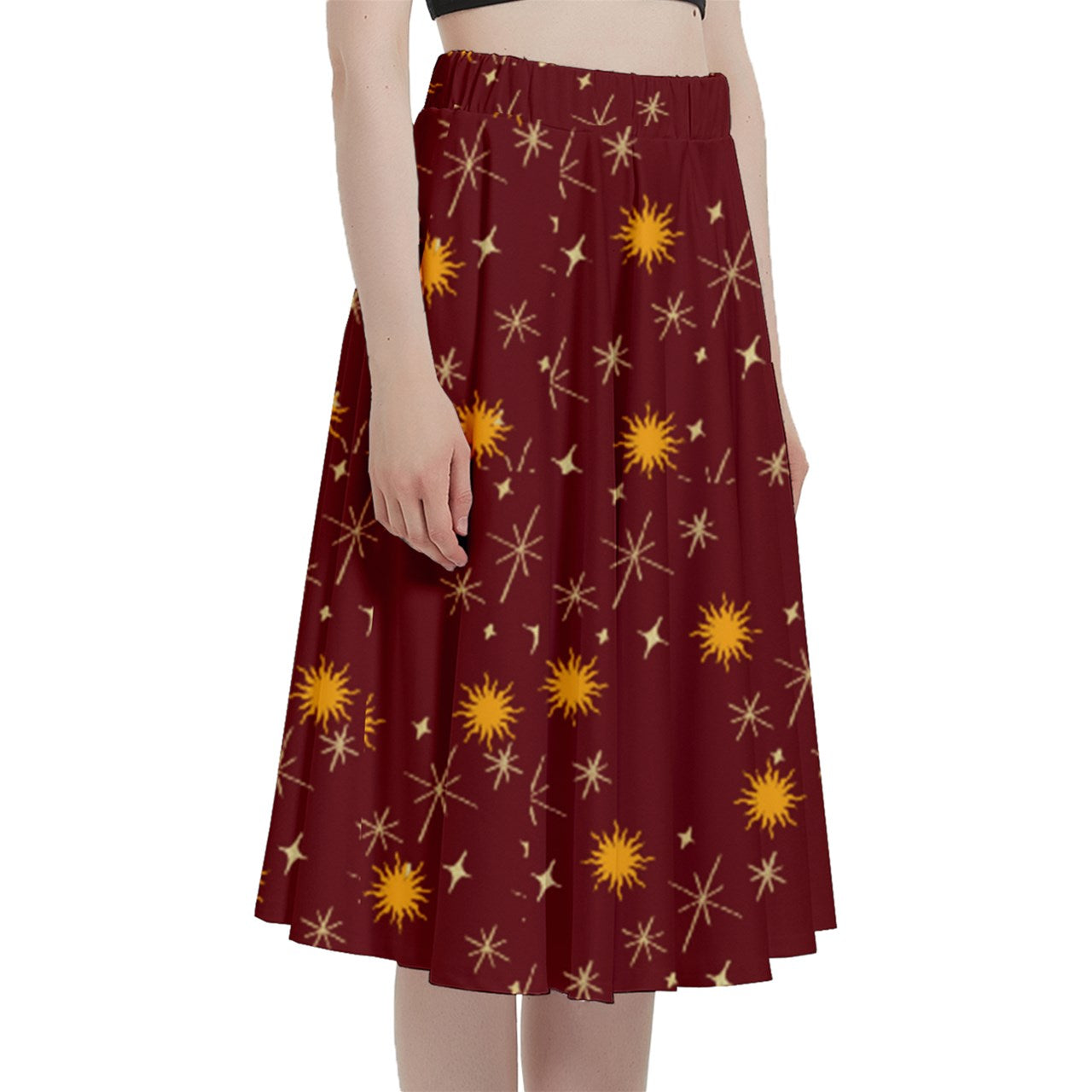 Red Whimsy Midi Skirt With Pocket