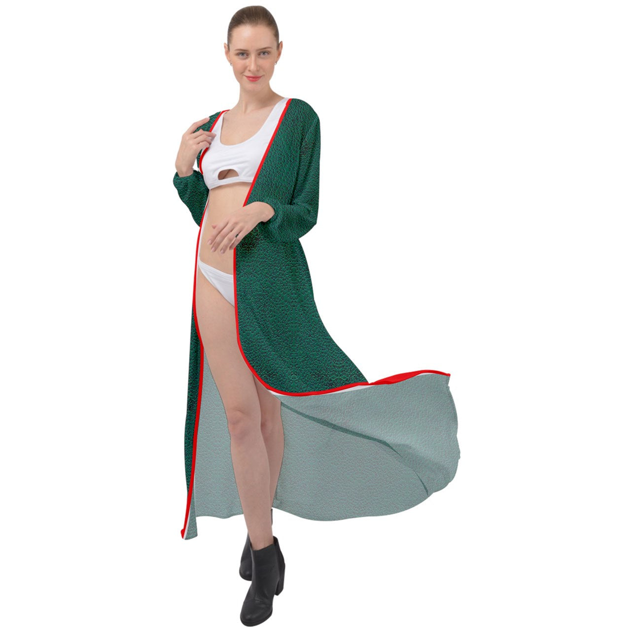 Red Strap greencheeta Maxi Chiffon Beach Wrap