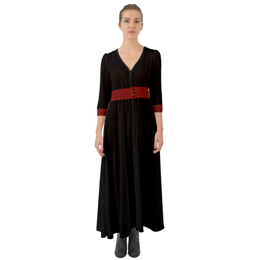Red Strap Button Up Boho Maxi Dress