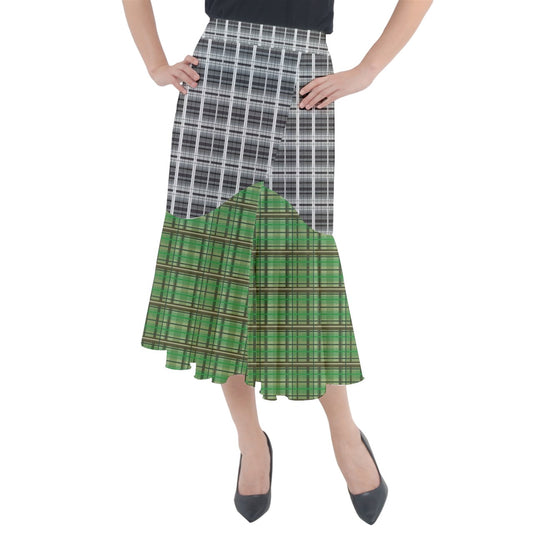 grey academia Midi Mermaid Skirt