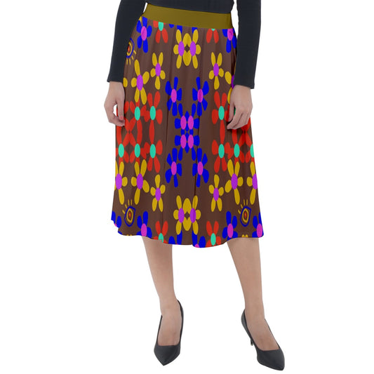 crayon flower Velour Midi Skirt