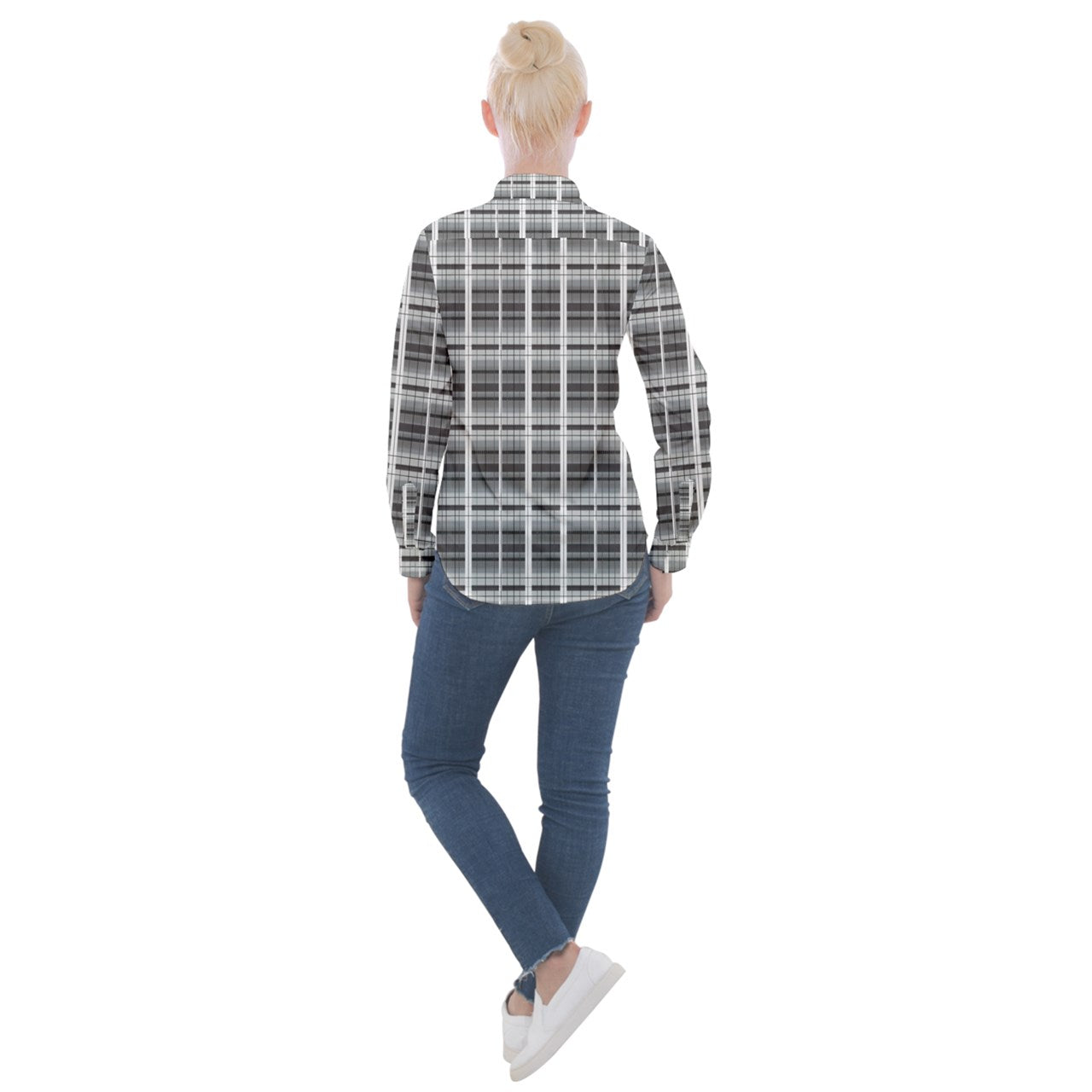 grey plaid Long Sleeve Pocket Shirt
