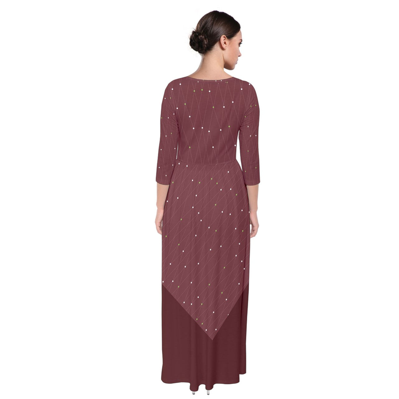 scandi red Quarter Sleeve Maxi Dress