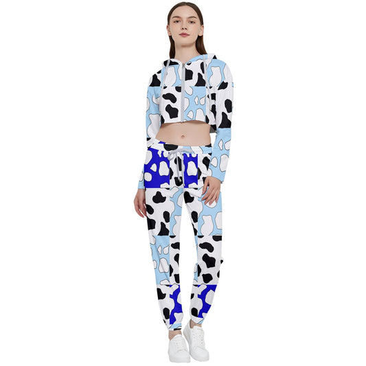 cowboi blue Cropped Zip Track Suit
