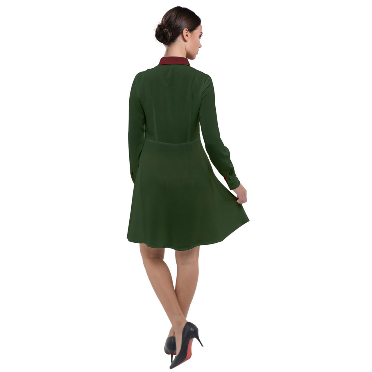 stawberry collar Long Sleeve Chiffon Shirt Dress
