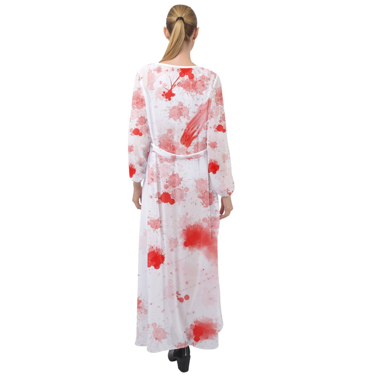 blood spatter Maxi Chiffon Beach Coat