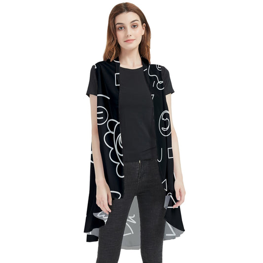 squiggleface Sleeveless Chiffon Waistcoat Shirt