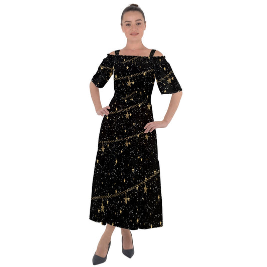 chain of stars Shoulder Straps Boho Maxi Dress