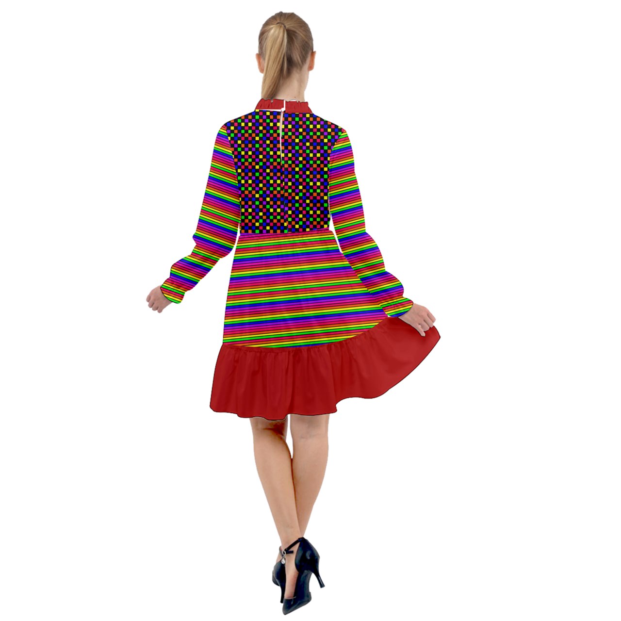soft clown stripe All Frills Chiffon Dress