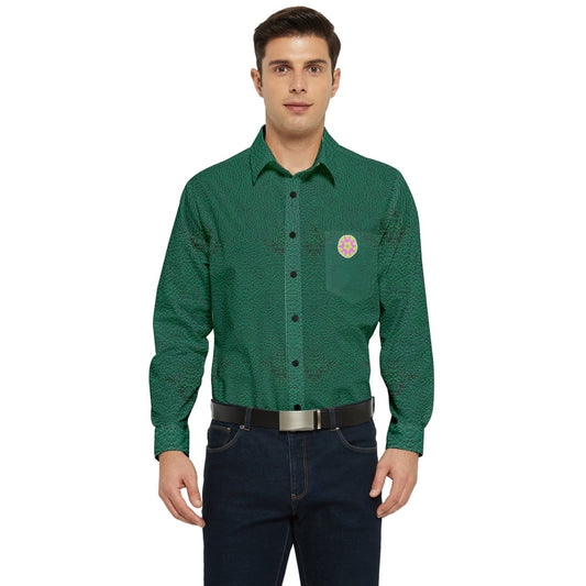 green cheeta Long Sleeve Pocket Shirt
