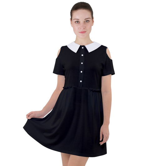 white collar Short Sleeve Shoulder Cut Out Dress