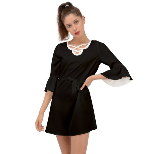 white collar Criss Cross Mini Dress