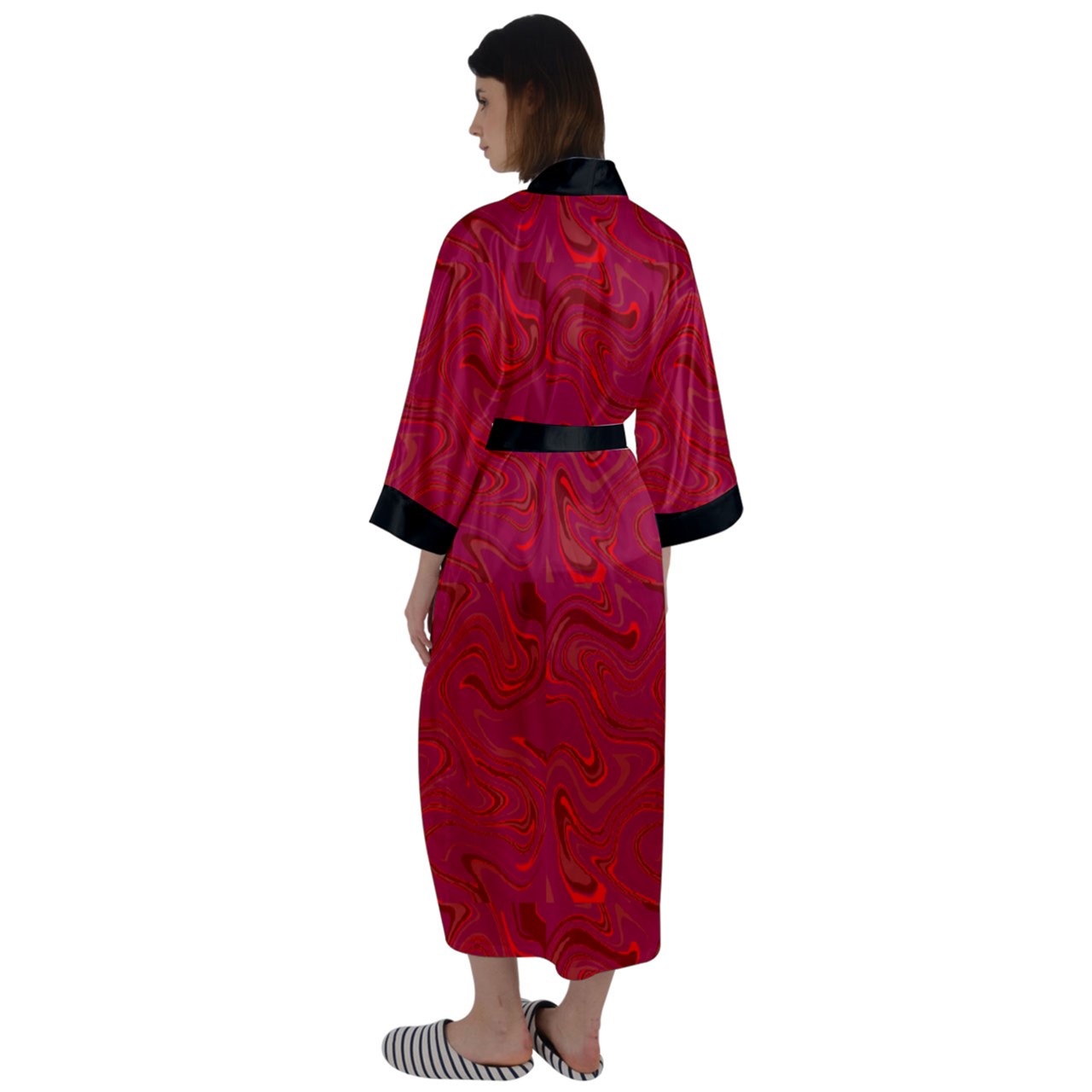 Mx. C's Deluxe Black Collar Satin Robe