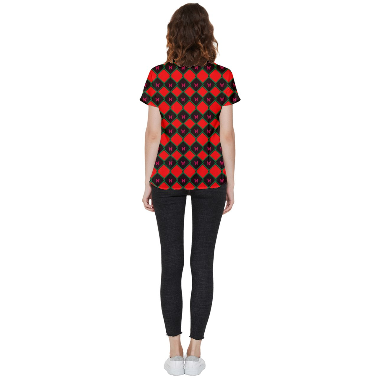 Cherry Butterfly Fence Short Sleeve Pocket Shirt