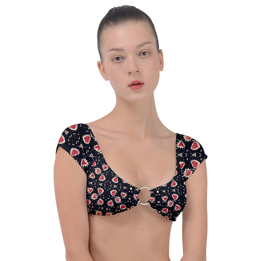 Paper Hearts Cap Sleeve Ring Bikini Top