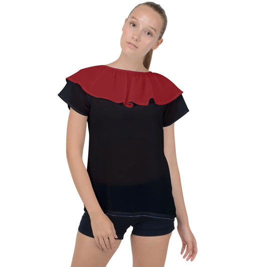 Apple Collar Ruffle Chiffon Blouse