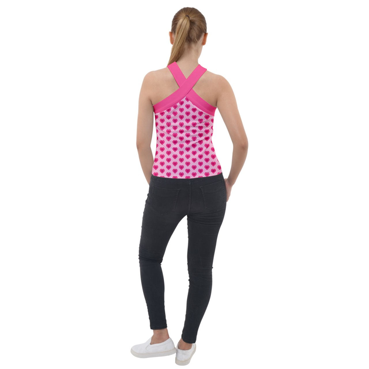 hot Jenny's hearts Cross Neck Velour Top