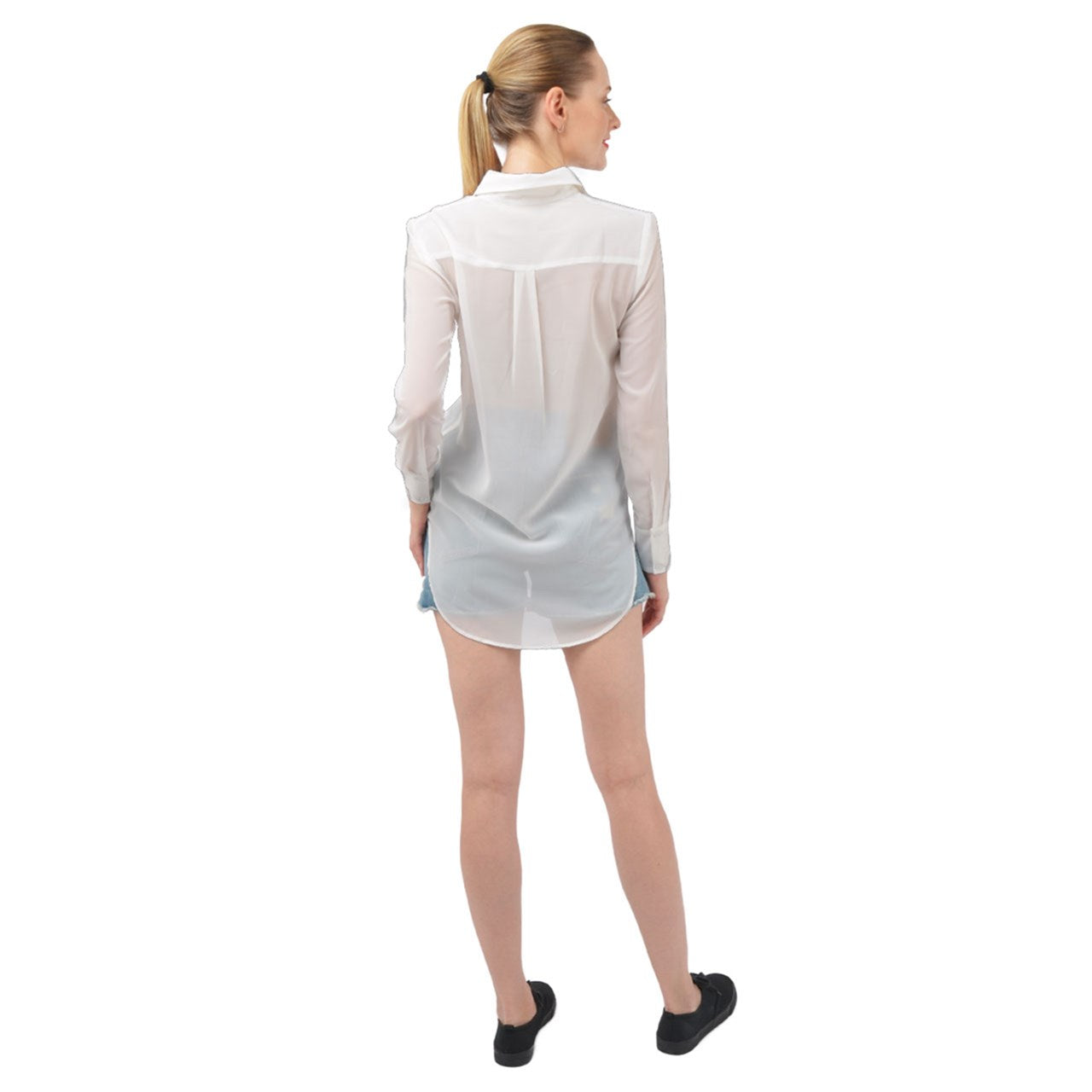 Icee White Long Sleeve Chiffon Shirt