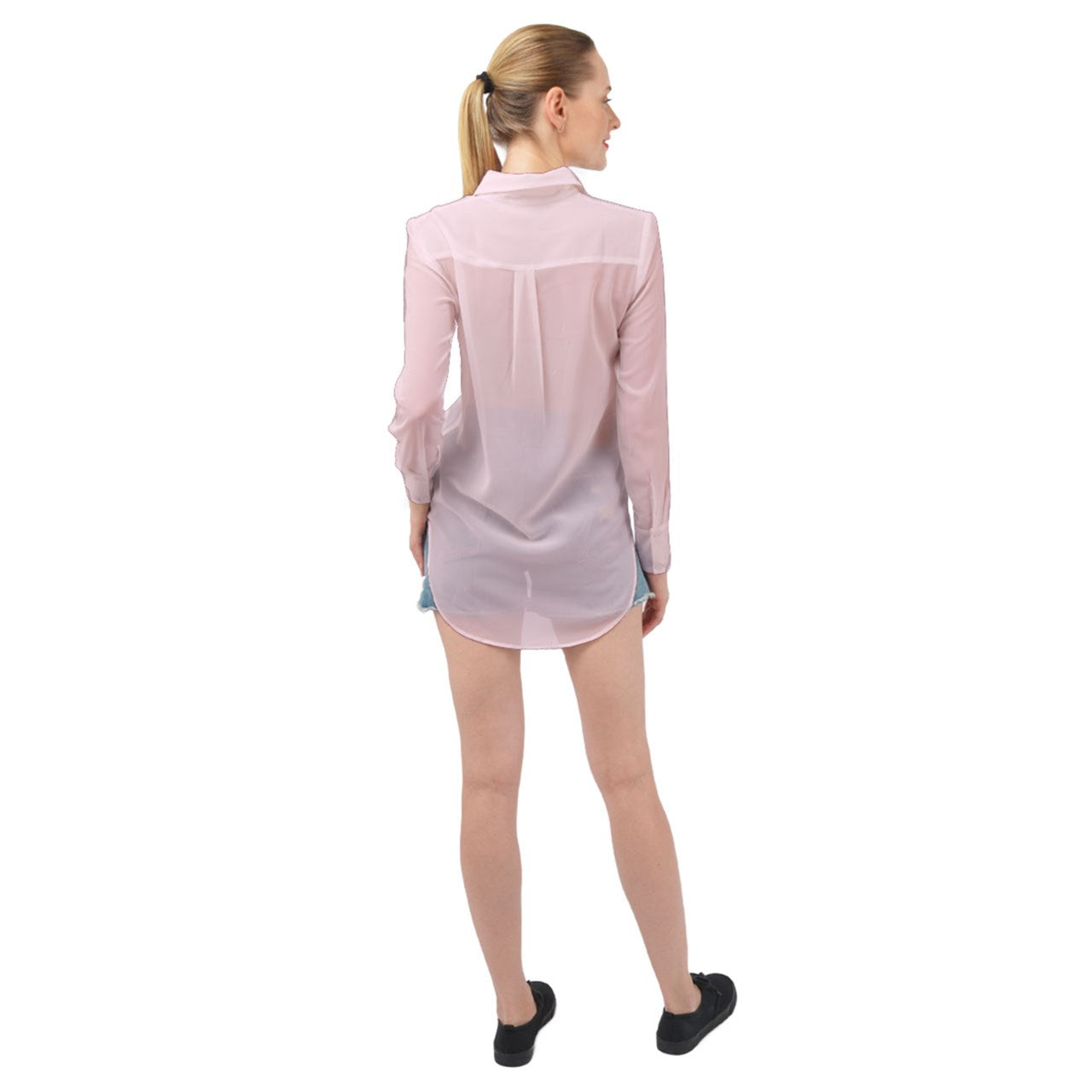 Icee Pink Long Sleeve Chiffon Shirt