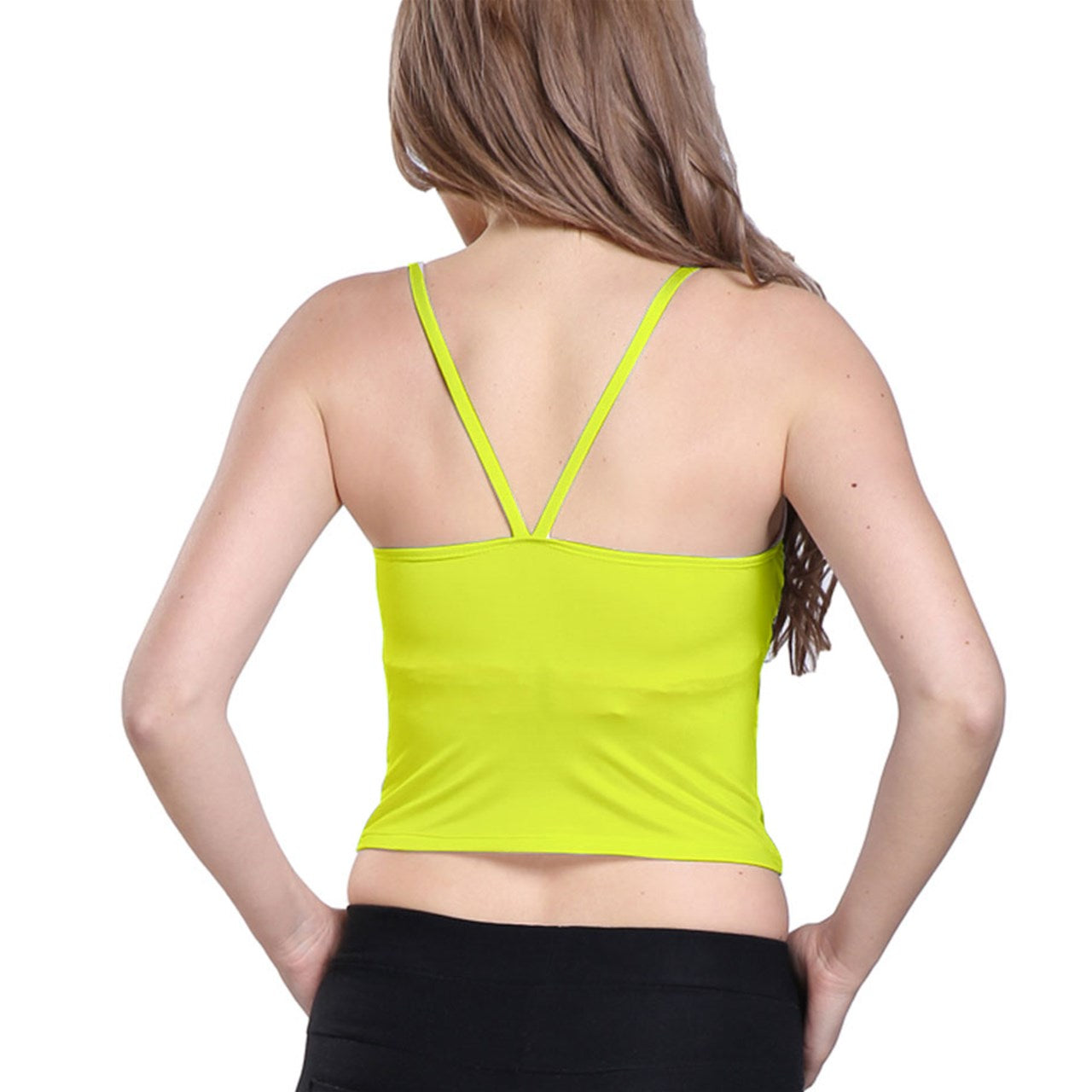 Hot Yellow Spaghetti Strap Bra Top