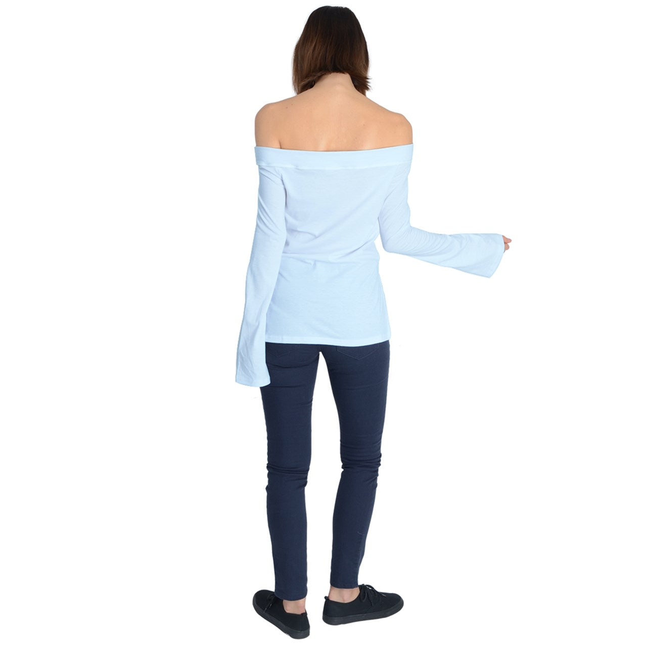 Icee Blue Off Shoulder Long Sleeve Top