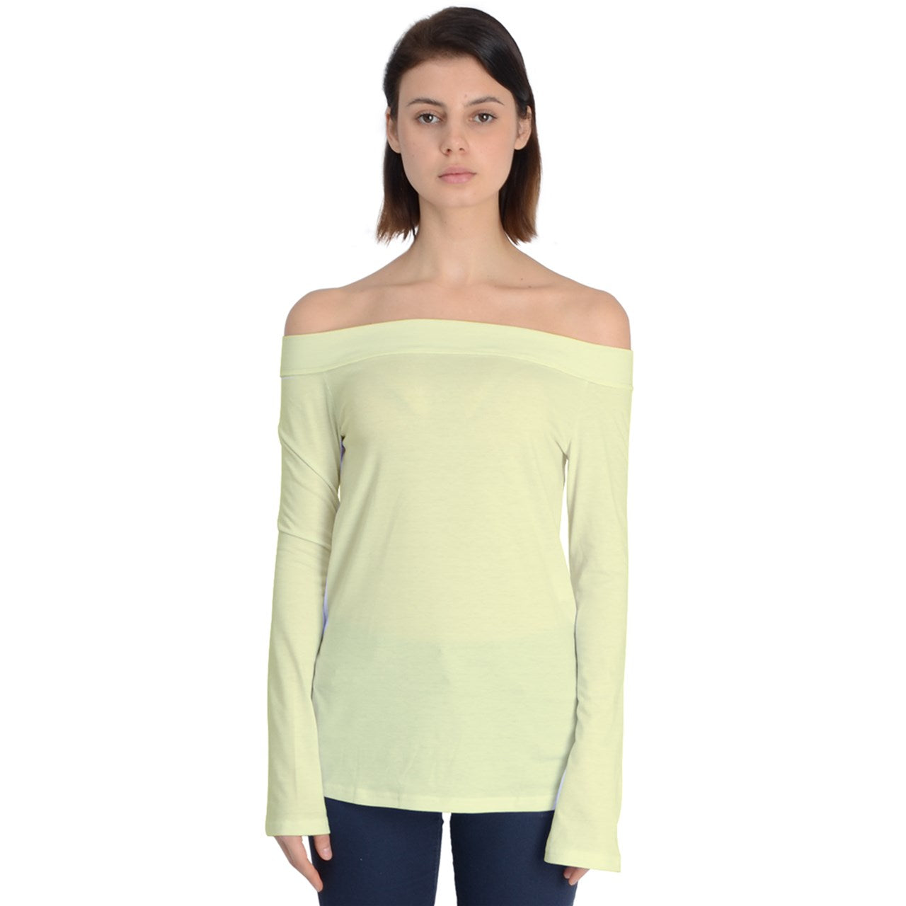 Icee Yellow Off Shoulder Long Sleeve Top