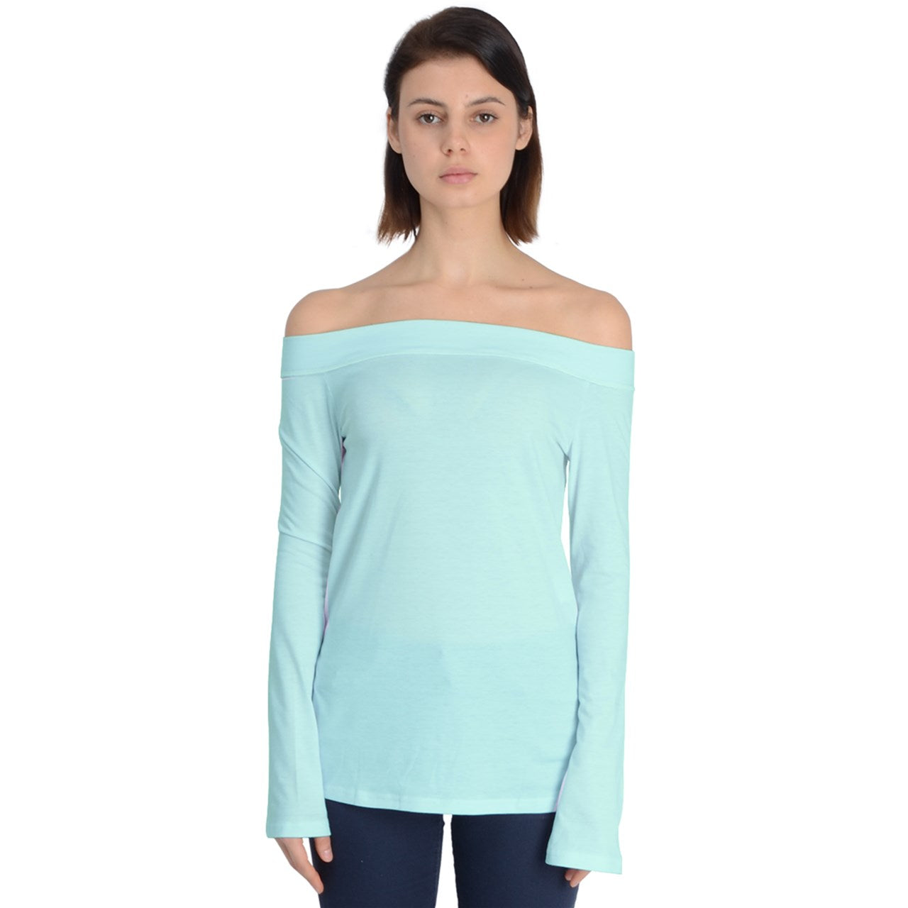 Icee Green Off Shoulder Long Sleeve Top