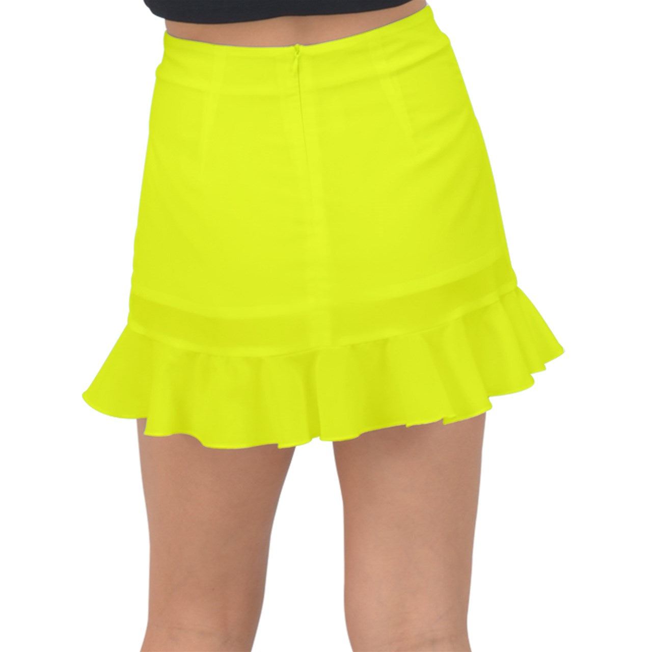 Hot Yellow Fishtail Mini Chiffon Skirt