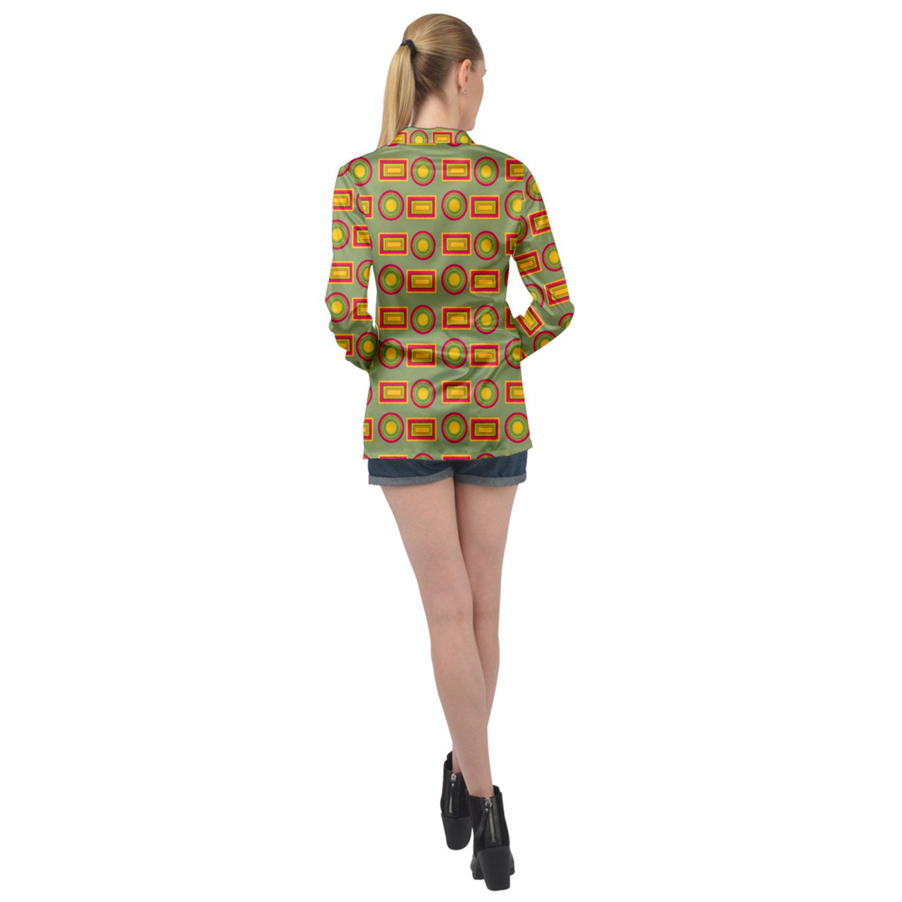 Circle Circle Dot Dot Long Sleeve Satin Shirt