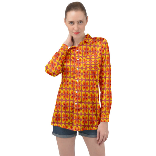 Wonky Peepers Long Sleeve Satin Shirt
