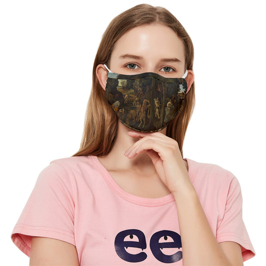 A Hunting Scene Fitted Cloth Face Mask (Adult)