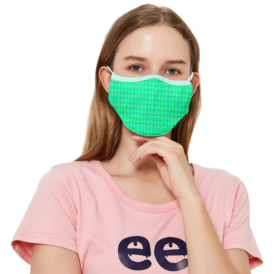 Green y2k plaid Fitted Cloth Face Mask (Adult)