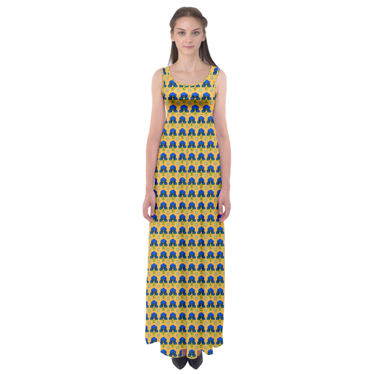 Blue Hydrangea Empire Waist Maxi Underdress