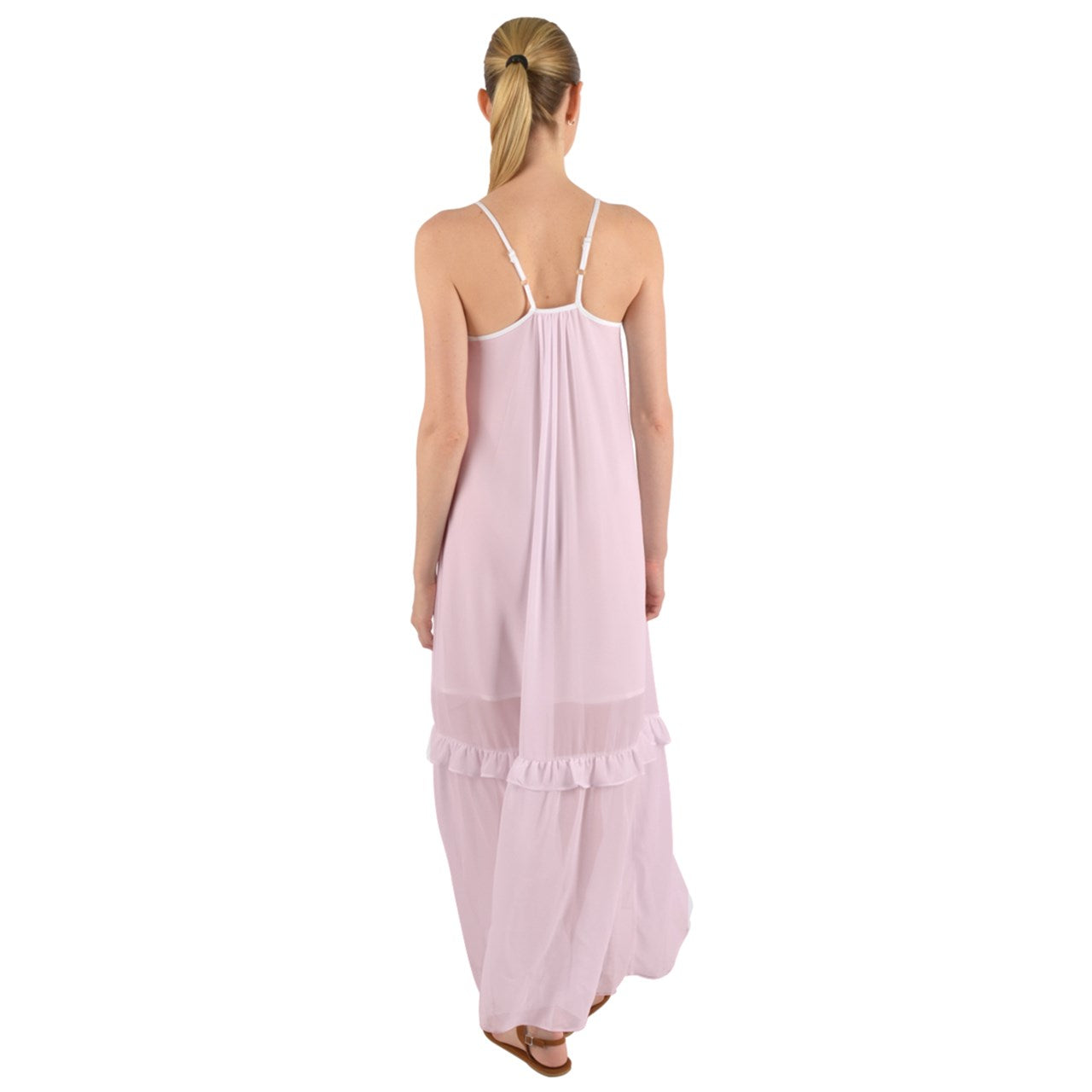 Icee Pink Cami Maxi Ruffle Chiffon Underdress