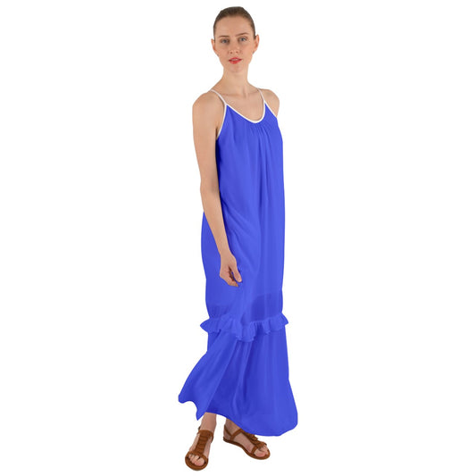 Hot Blue Cami Maxi Ruffle Chiffon Underdress