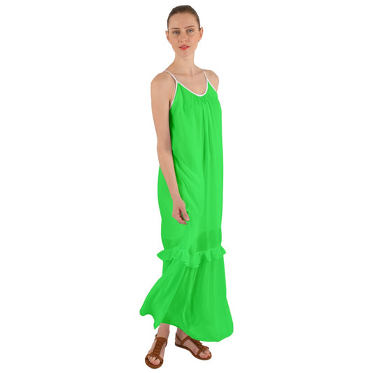 Hot Green Cami Maxi Ruffle Chiffon Undredress
