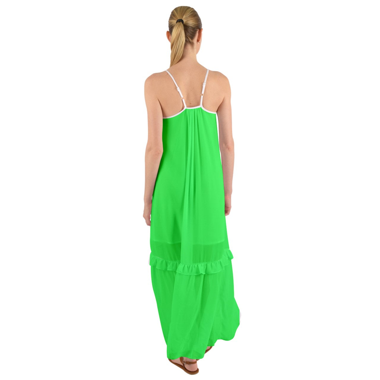 Hot Green Cami Maxi Ruffle Chiffon Undredress